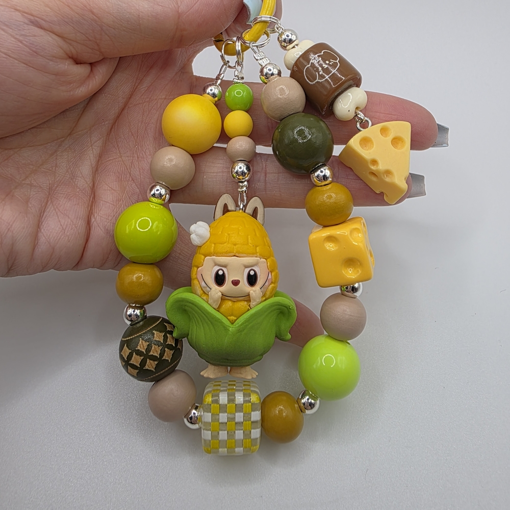 Labubu Cute Corn Character Keychain with Beads